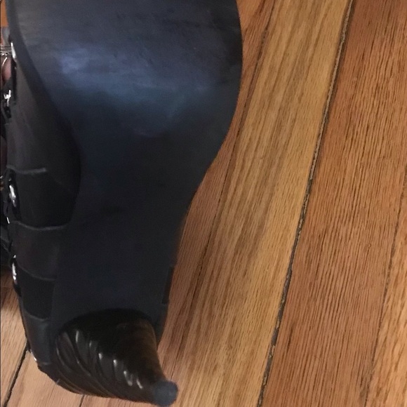 Havana Last Jeffrey Campbell Women Black O-Ring Boots US 8.5 Spiral Heel Punk - Picture 13 of 14